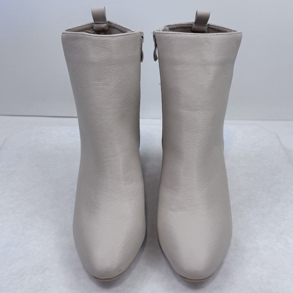 Ccocci Womens 7 Cream Ankle Boots Faux Leather Colleen Block Heels Pointed Zip - Picture 6 of 15
